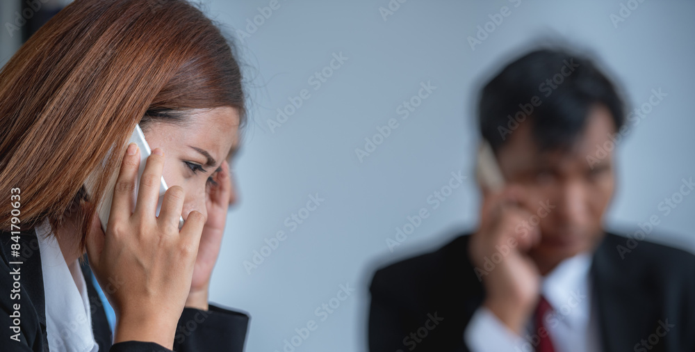 Frustrated brunette tired woman talking on phone Stressed upset in troubles with bad news. cell phone feel hopelessly Upset unhappy . Frustrated brunette tired woman talking on phone Stressed upset in troubles with bad news. cell phone feel hopelessly Upset unhappy .
