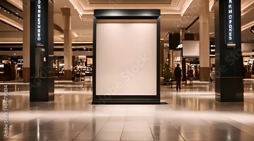 Blank advertising mockup in supermarket product shelf aisle