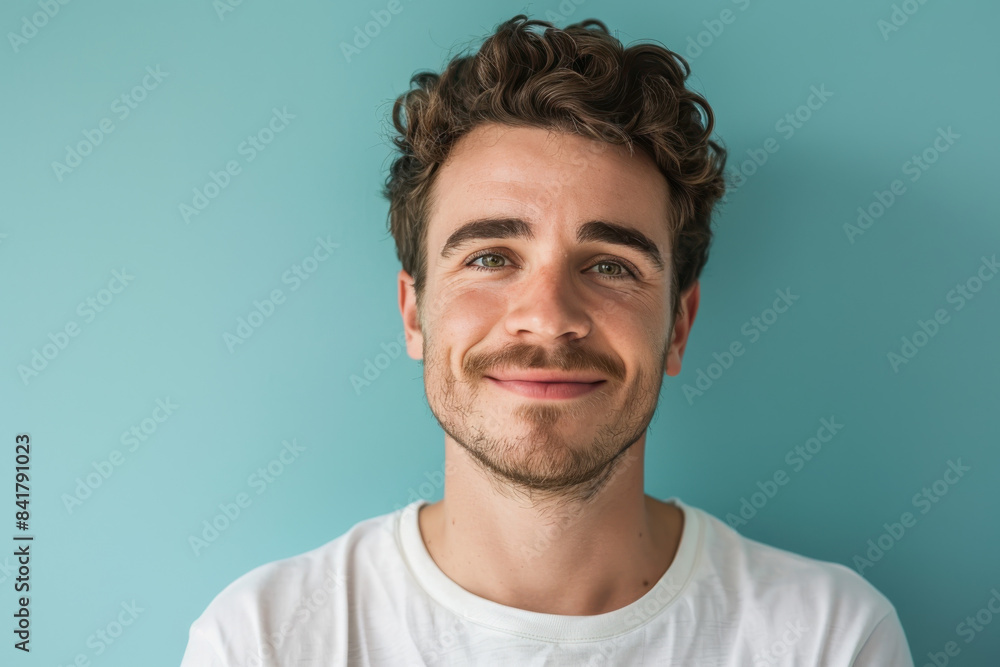 Fototapeta premium A close up portrait of a young man with a subtle smile