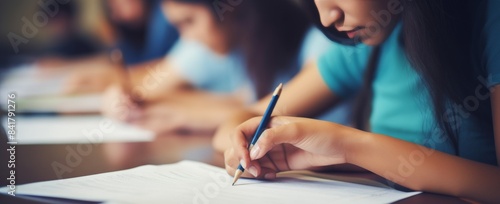 Young Student Writing in Classroom During Daytime