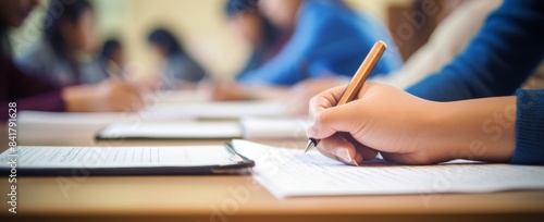 Young Student Writing in Classroom During Daytime