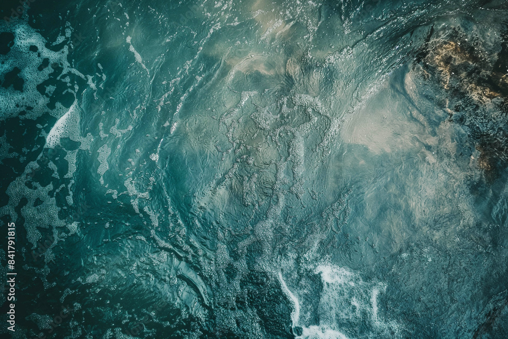 Obraz premium Beautiful background, photo of sea water from above, water surface, texture.