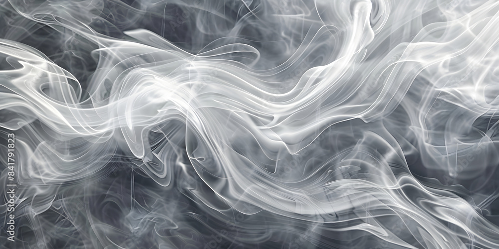Fototapeta premium Abstract background with swirling smoke patterns in shades of grey and white, creating a sophisticated and modern feel, ideal for high-end gadgets or sleek home decor 