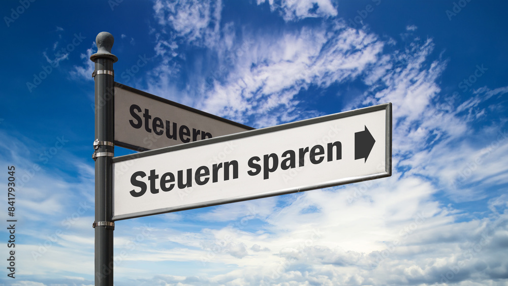 Fototapeta premium Signposts the direct way to save taxes
