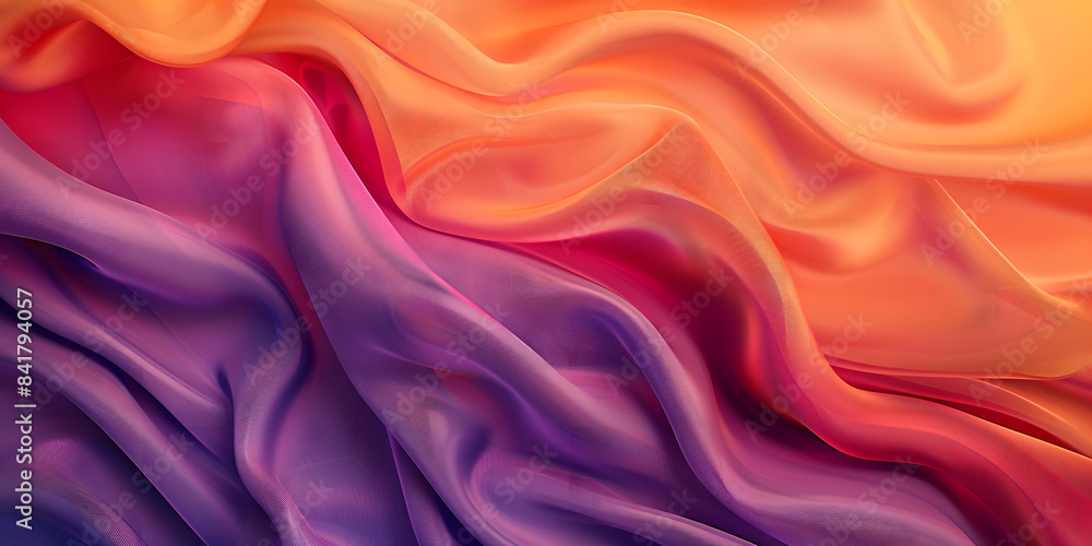 Fototapeta premium Smooth gradient from sunset orange to deep purple, creating a dramatic and captivating backdrop, perfect for evening wear or luxury accessories