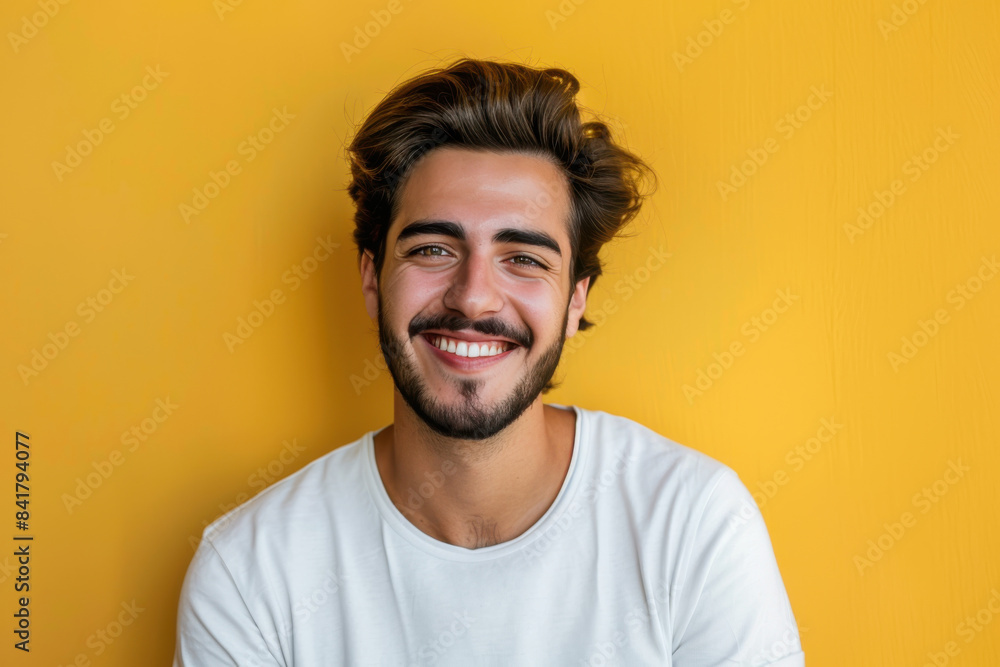 Obraz premium A close up portrait of a young man with a subtle smile