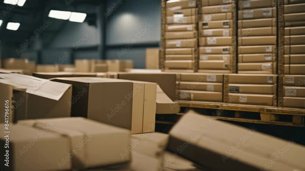 Stacked Cardboard Boxes in a Warehouse Stacked Cardboard Boxes in a Warehouse