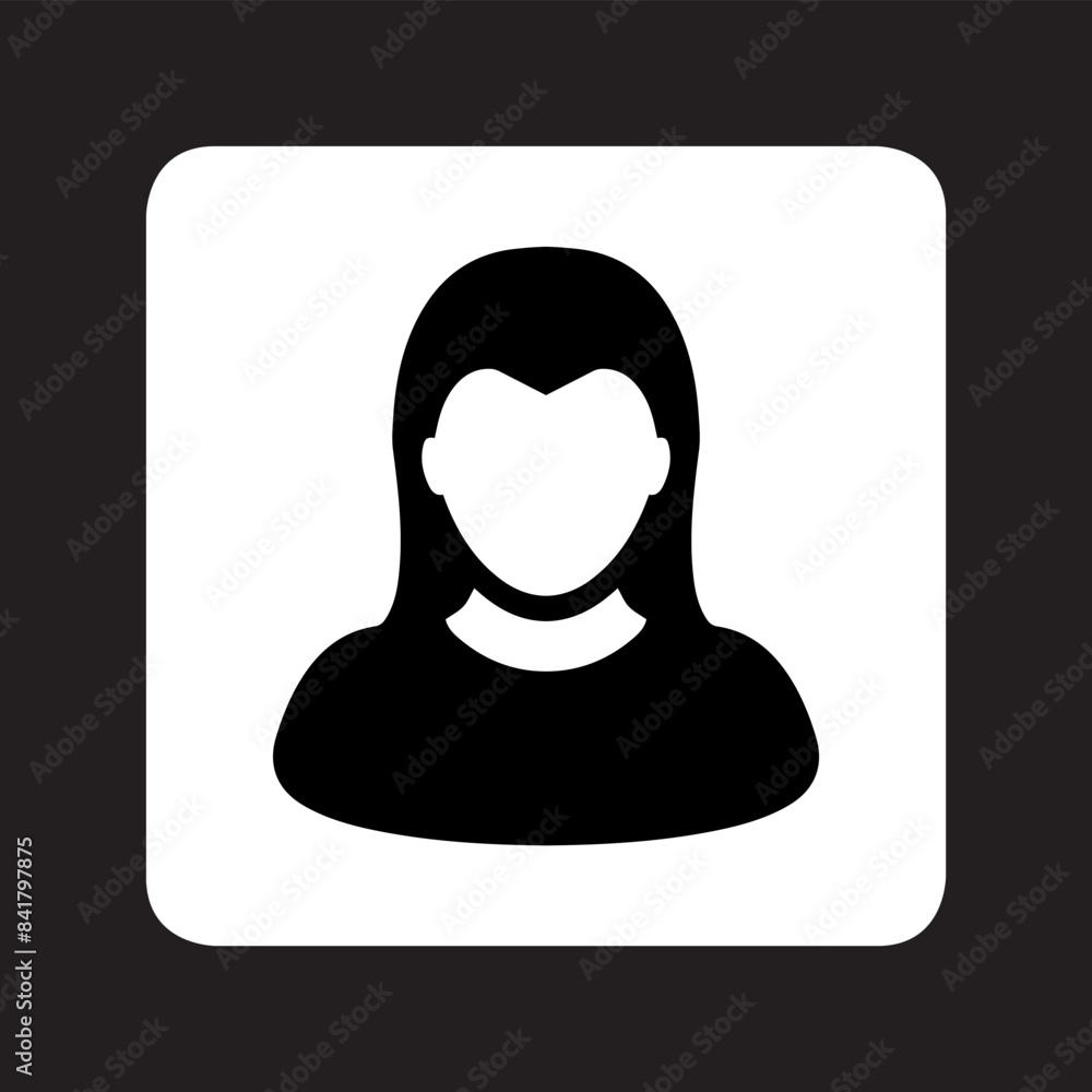 User icon vector. Profile mark logo design. Profile vector icon illustration in square isolated on black background User icon vector. Profile mark logo design. Profile vector icon illustration in square isolated on black background