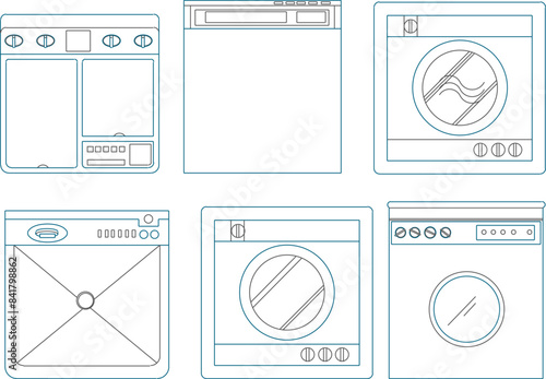 Sketch illustration vector drawing design of household electronic machine washing machine for washing clothes