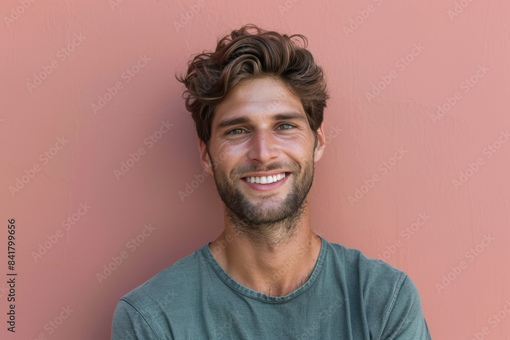 Obraz premium A close up portrait of a young man with a subtle smile