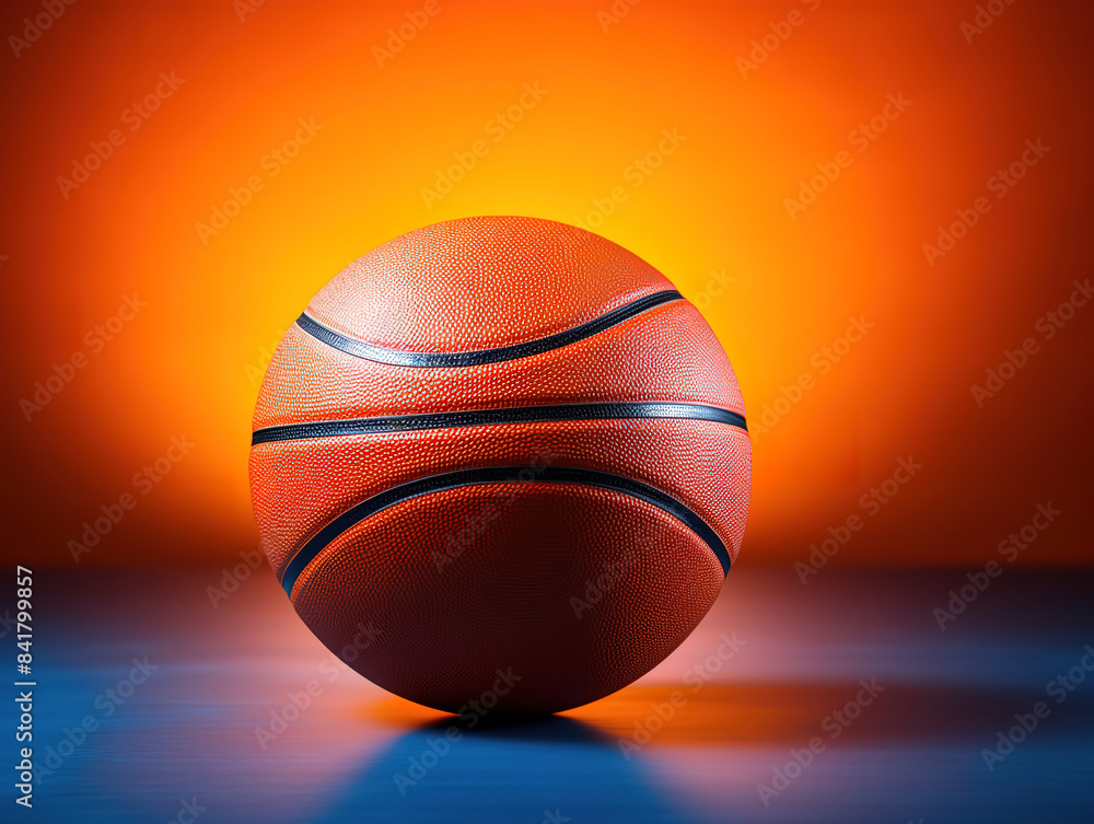 Basketball on a hardwood court floor Basketball on a hardwood court floor