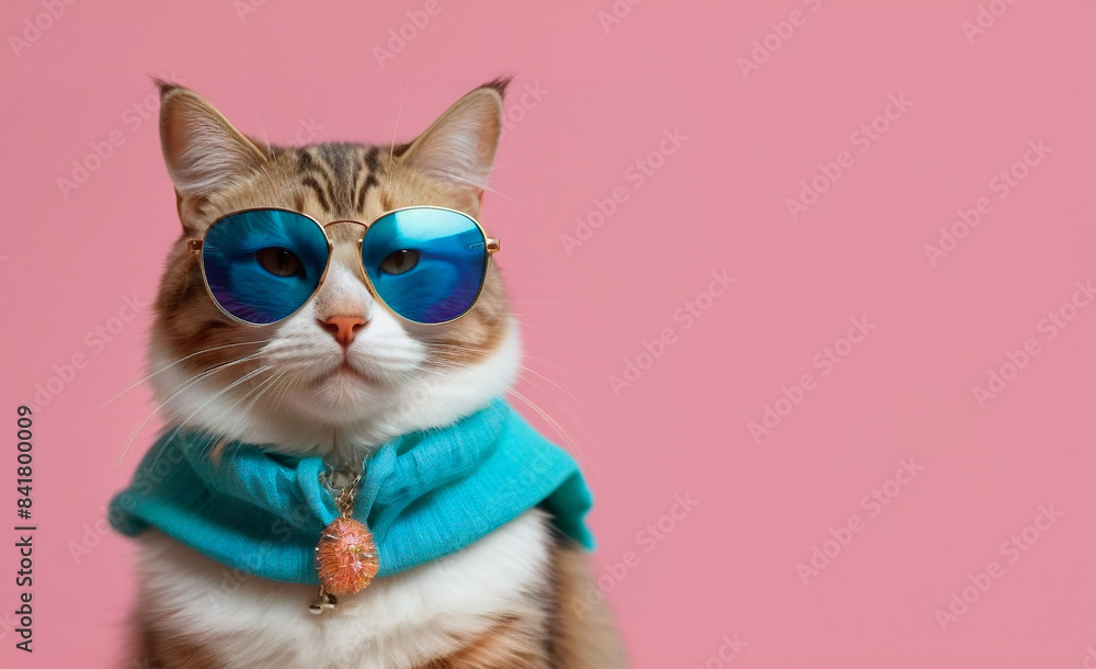 cat with blue sunglasses