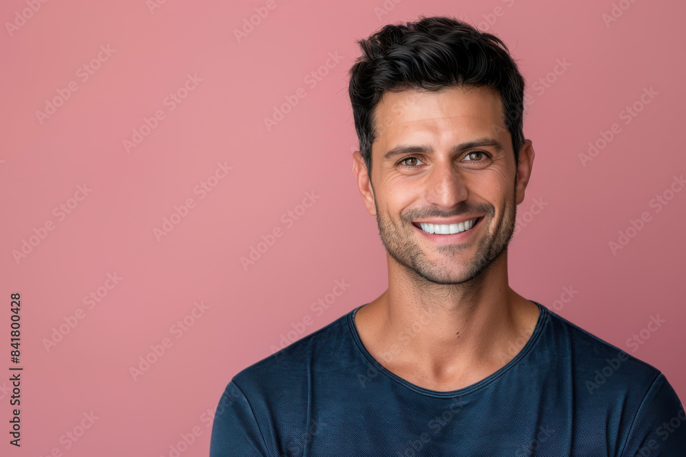 A close up portrait of a young man with a subtle smile A close up portrait of a young man with a subtle smile