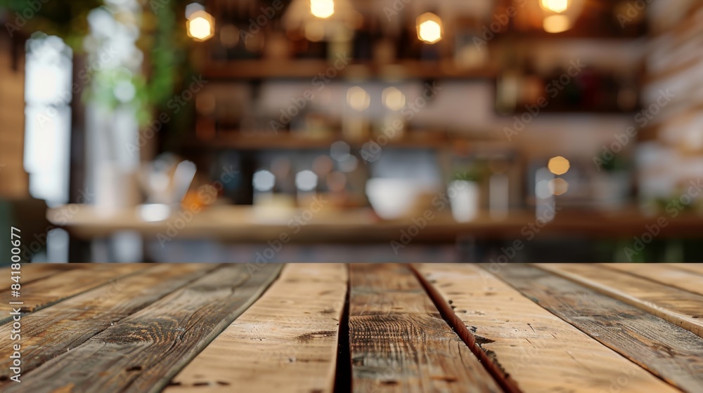 Rustic Wooden Table in Cozy Cafe Setting, Generative AI Rustic Wooden Table in Cozy Cafe Setting, Generative AI