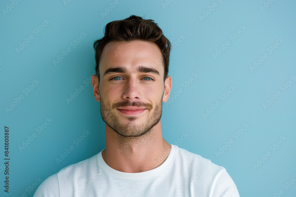 Fototapeta premium A close up portrait of a young man with a subtle smile