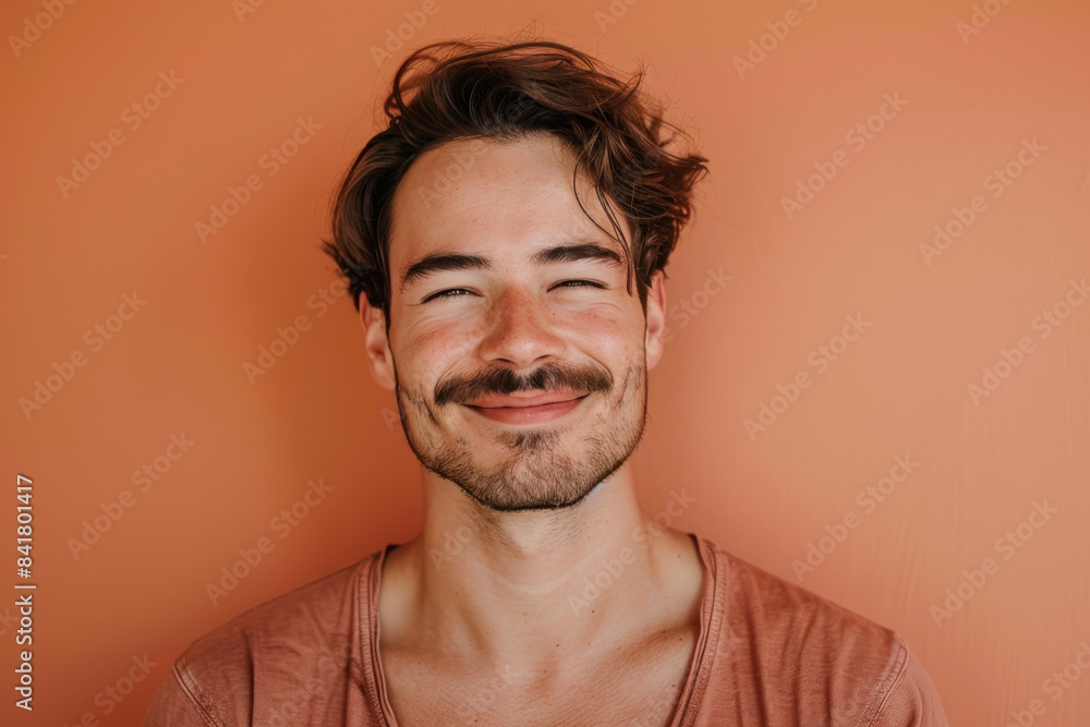 Obraz premium A close up portrait of a young man with a subtle smile