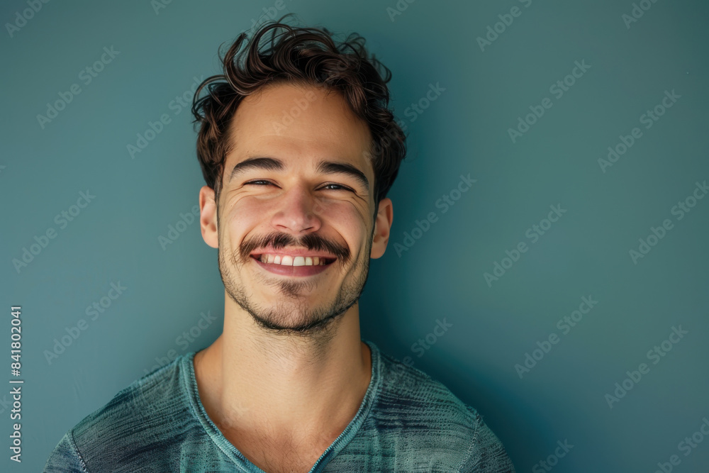 Fototapeta premium A close up portrait of a young man with a subtle smile