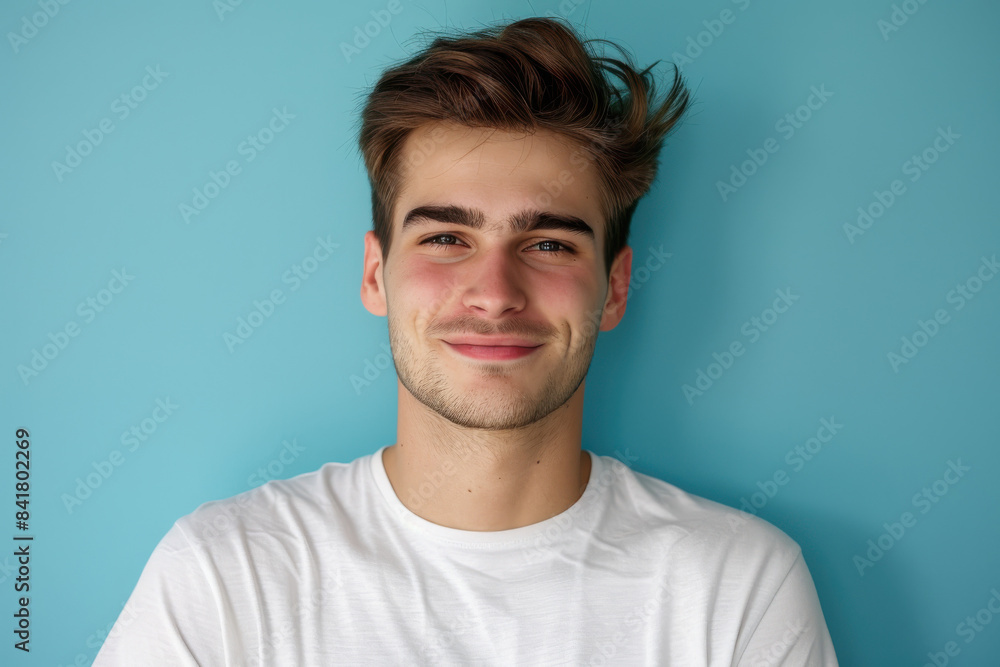 Fototapeta premium A close up portrait of a young man with a subtle smile