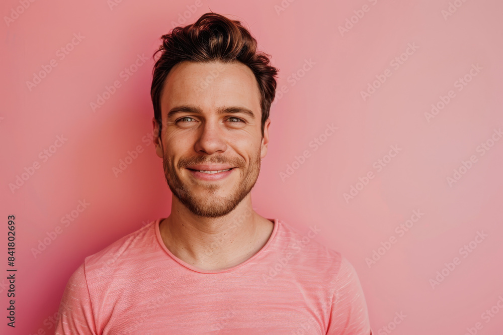 A close up portrait of a young man with a subtle smile A close up portrait of a young man with a subtle smile