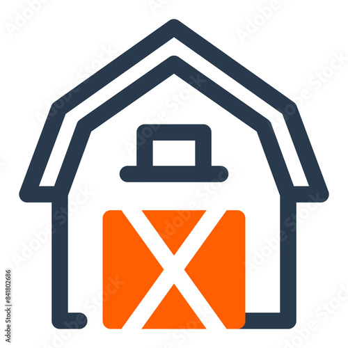 Farmhouse Construction and Design Vector Icon Illustration