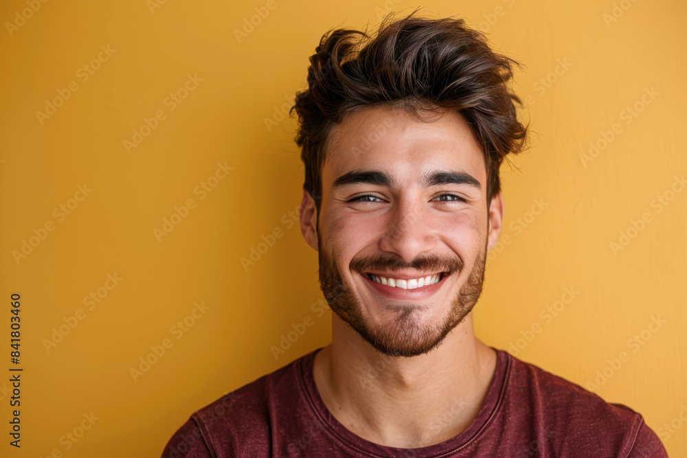 Obraz premium A close up portrait of a young man with a subtle smile