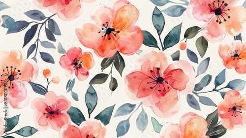 illustration summer floral wallpaper leaf nature background watercolor generative ai