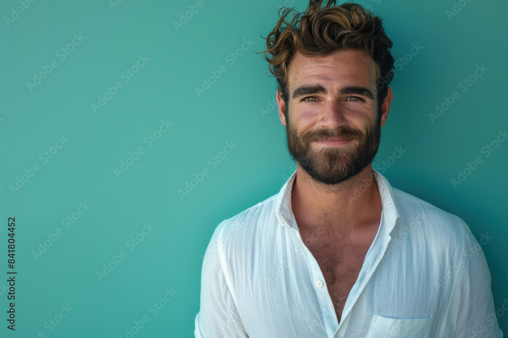 Obraz premium A close up portrait of a young man with a subtle smile