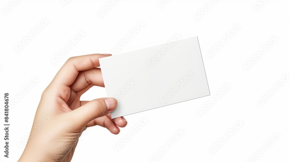 hand holding small paper sheet ticket or invitation mockup isolated on white illustration digital painting hand holding small paper sheet ticket or invitation mockup isolated on white illustration digital painting