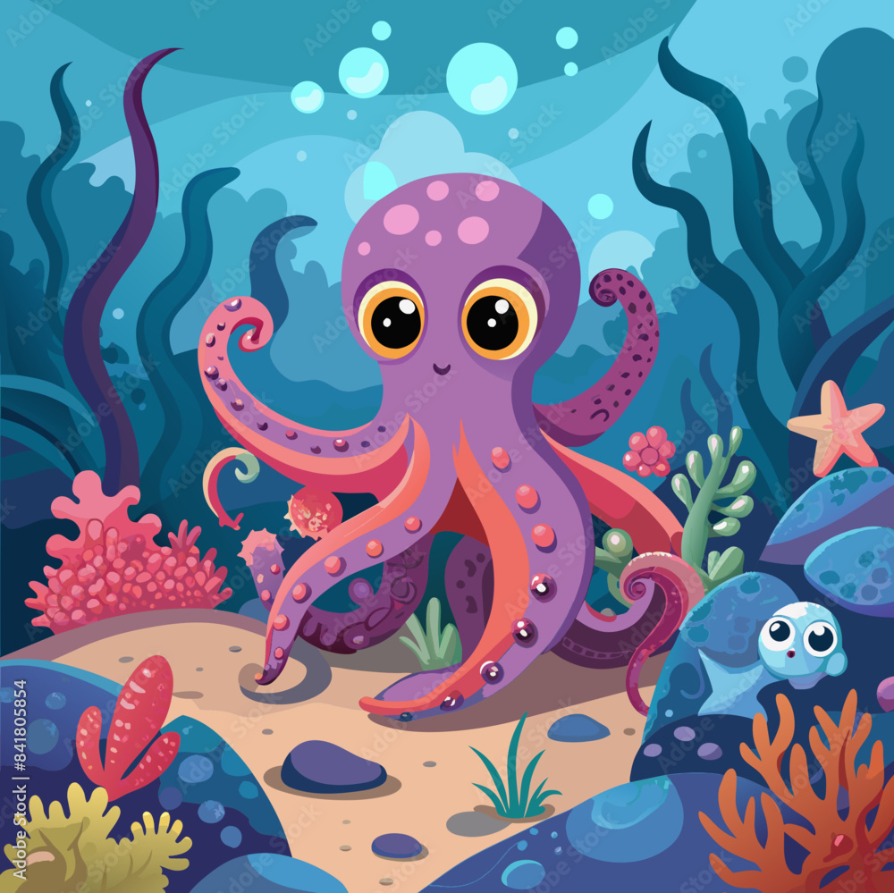 an octopus explores a coral reef an octopus explores a coral reef