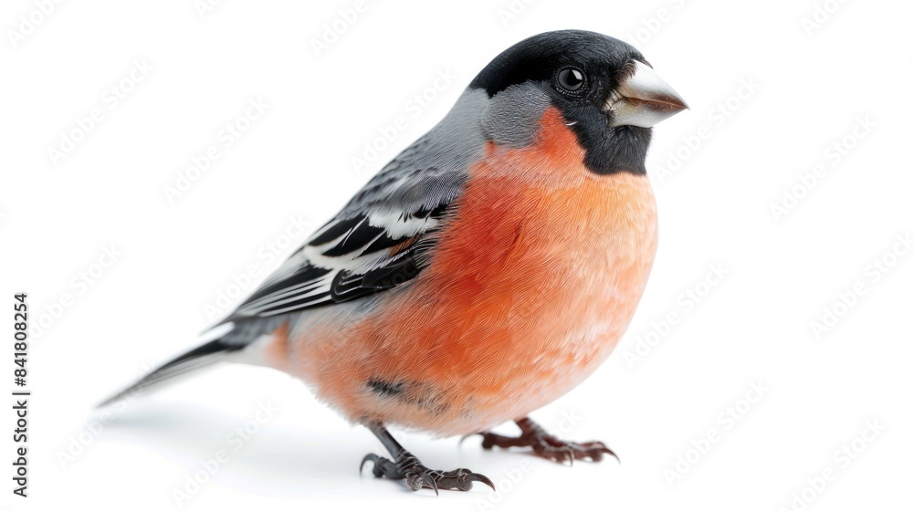 Eurasian Bullfinch full body clearly photo on white background , Eurasian Bullfinch full body clearly photo on white background ,