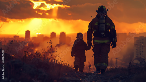 Wallpaper Mural Firefighters extinguishing an industrial fire. Shot of fireman dressed in helmet and protective suit in heat of inferno. Firefighters, Firemen spraying high pressure water or suitable extinguishing.  Torontodigital.ca