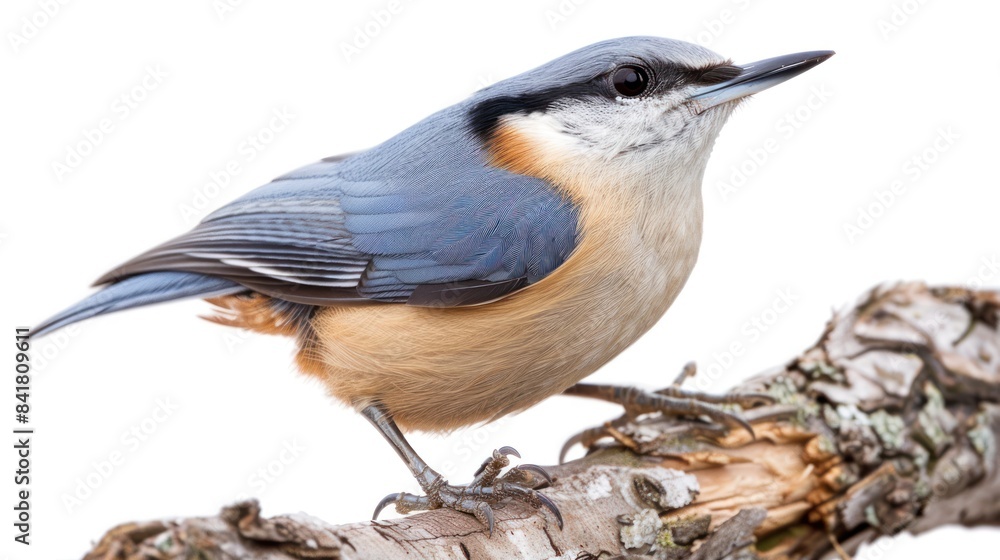 Fototapeta premium Eurasian Nuthatch full body clearly photo on white background , 