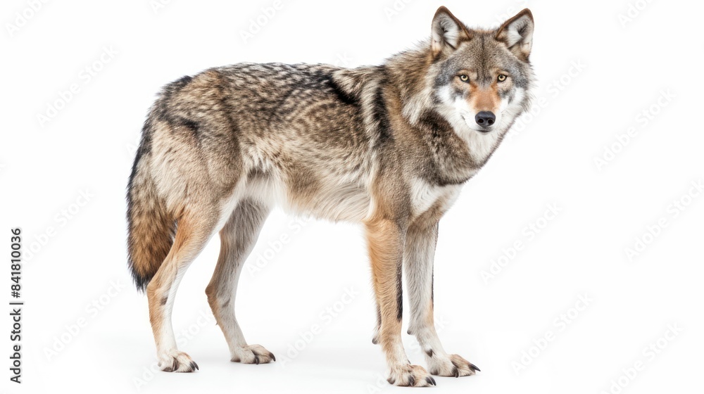 Eurasian Wolf full body clearly photo on white background Eurasian Wolf full body clearly photo on white background
