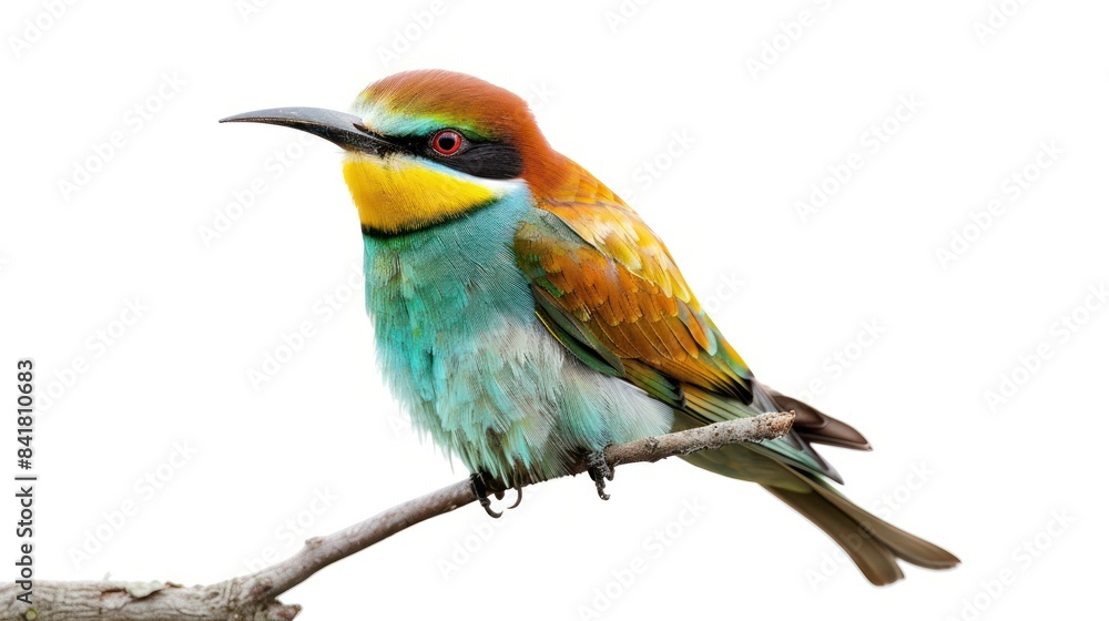 Obraz premium European Bee-Eater full body clearly photo on white background ,