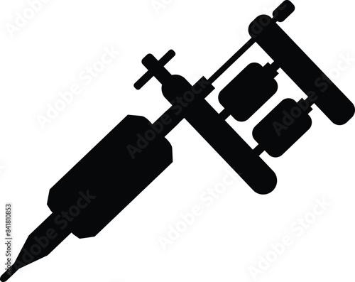 Tattoo machine icon. Tattoo salon sign. Painting equipment symbol. Gun logo. flat style.