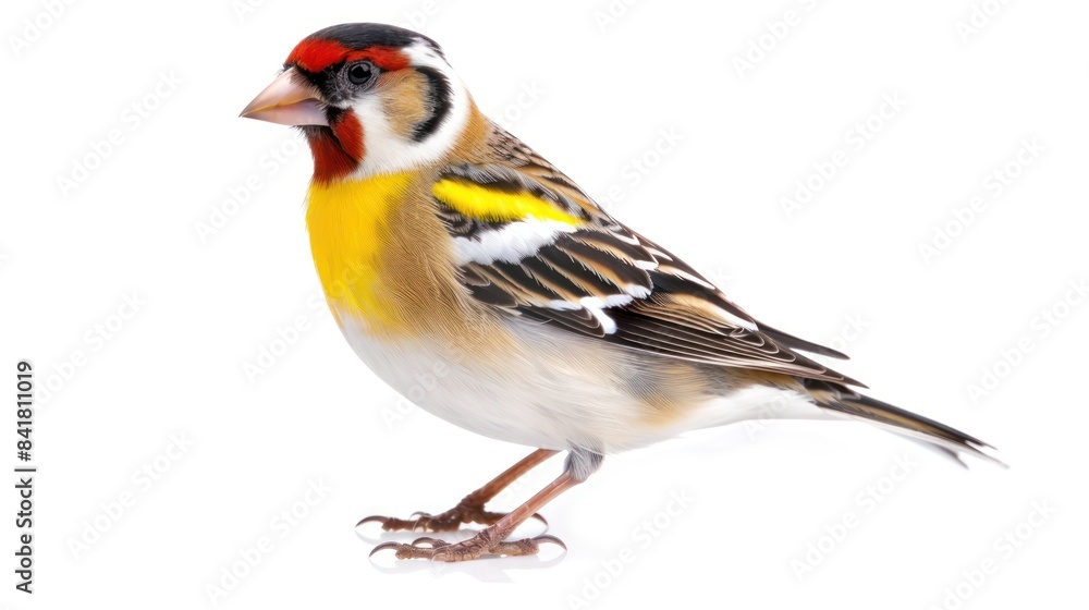 European Goldfinch full body clearly photo on white background , European Goldfinch full body clearly photo on white background ,