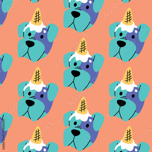 A CUTE DOG WITH AN ICE CREAM ON HIS HEAD PATTERN DESIGN