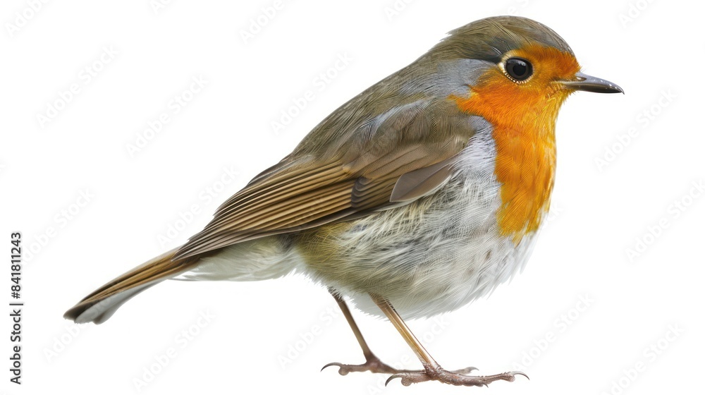 European Robin full body clearly photo on white background , European Robin full body clearly photo on white background ,
