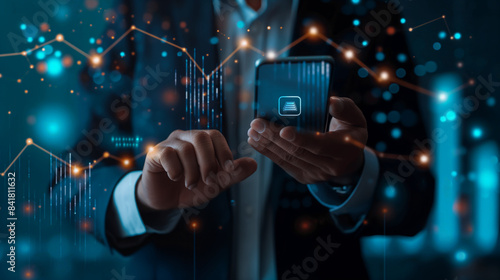 Futuristic Business Analytics and Data Management Concept photo