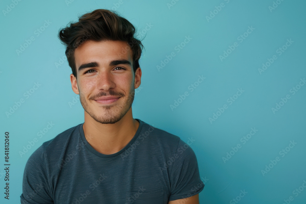 Fototapeta premium A close up portrait of a young man with a subtle smile