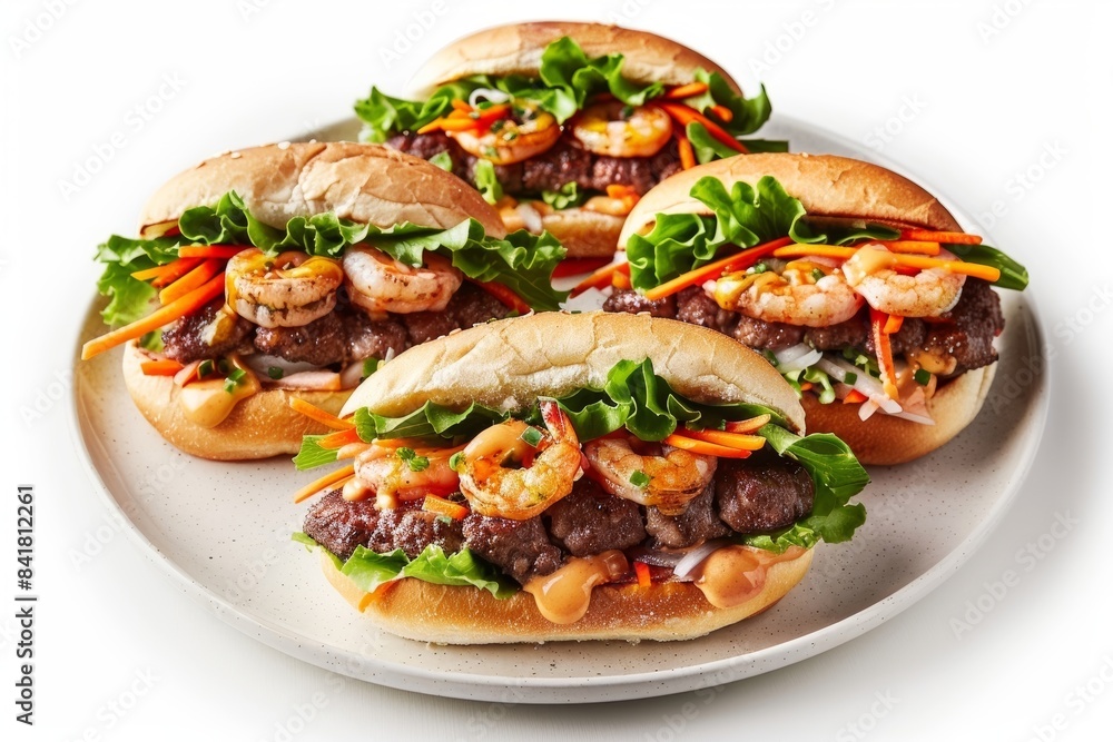 Gourmet Banh Mi Burger with Marinated Patty and Tantalizing Nuoc Mam Sauce Gourmet Banh Mi Burger with Marinated Patty and Tantalizing Nuoc Mam Sauce