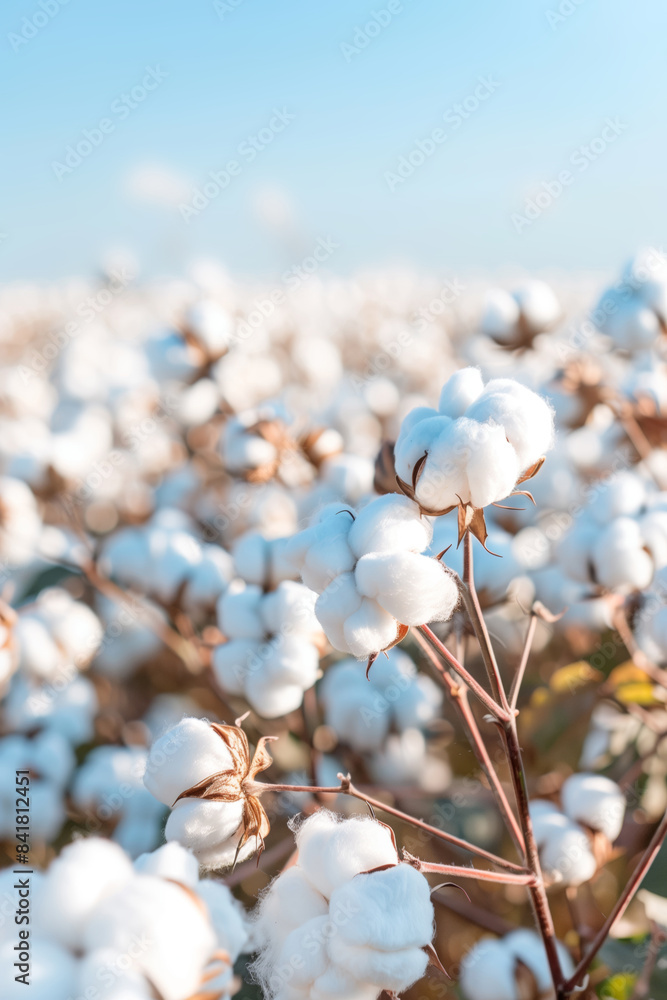 A close-up of the white cotton flowers on the field. A close-up of the white cotton flowers on the field.
