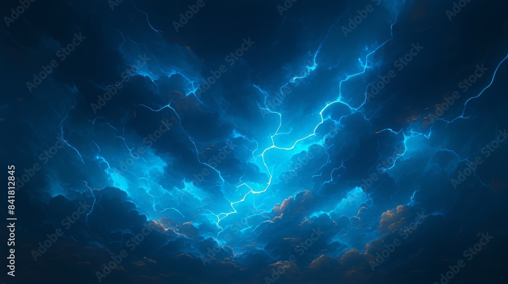 Lightning storm illuminating a dramatic sky with dark clouds Lightning storm illuminating a dramatic sky with dark clouds
