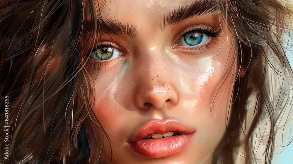 natural beauty portrait of young woman with flawless glowing skin digital painting natural beauty portrait of young woman with flawless glowing skin digital painting