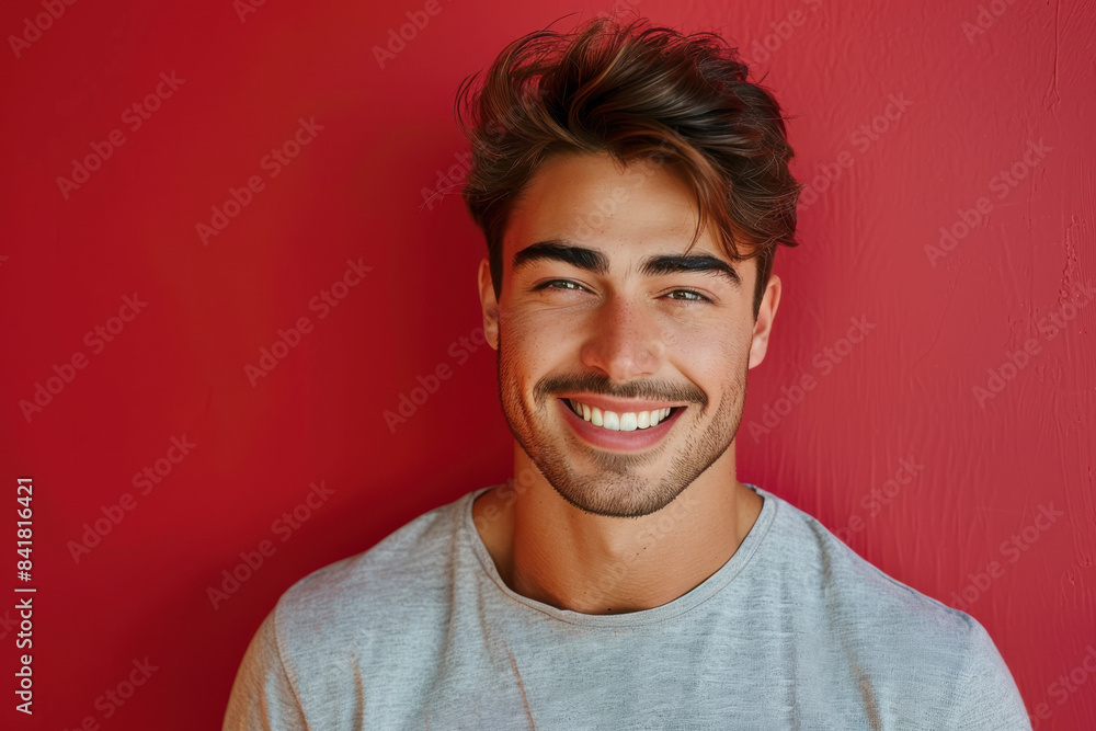 Fototapeta premium A close up portrait of a young man with a subtle smile