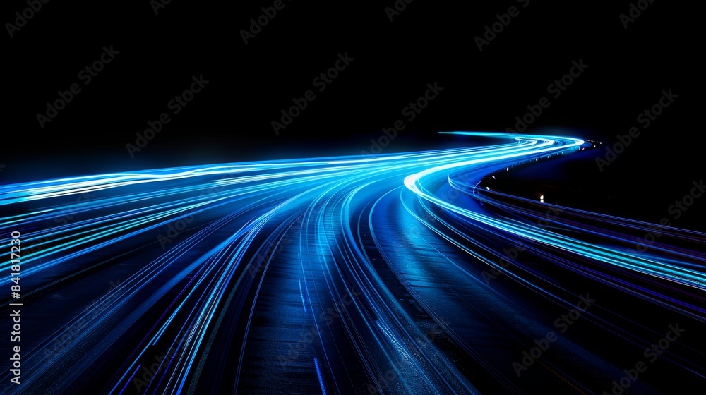 Dynamic Light Trails on a Highway at Night, Generative AI