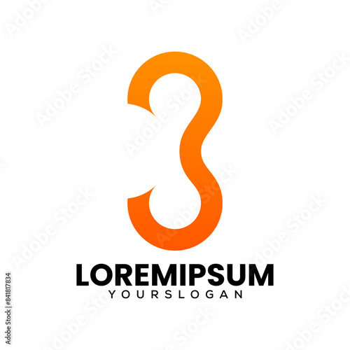number 3 creative logo design