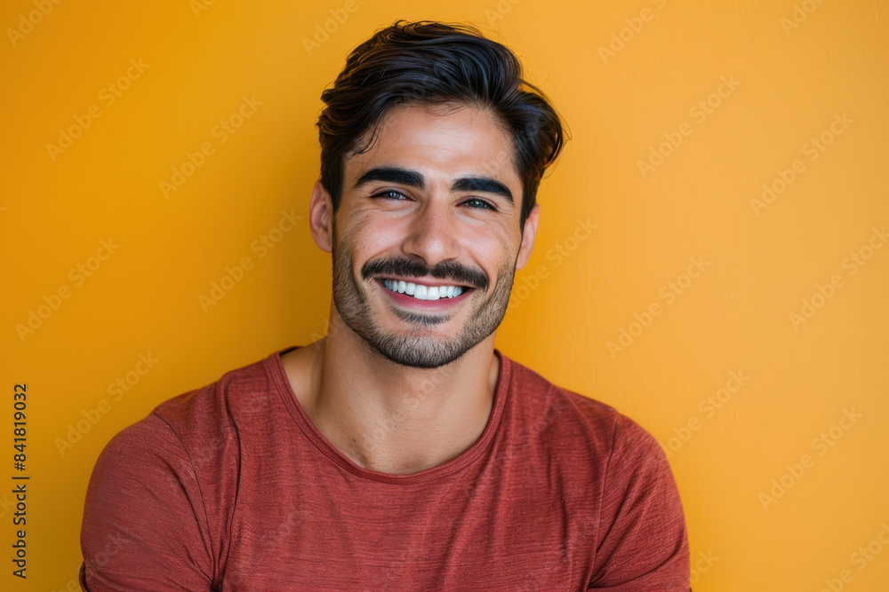 Obraz premium A close up portrait of a young man with a subtle smile