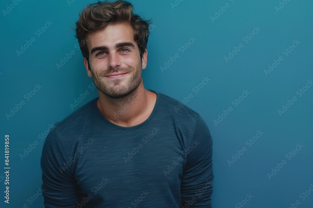 Obraz premium A close up portrait of a young man with a subtle smile