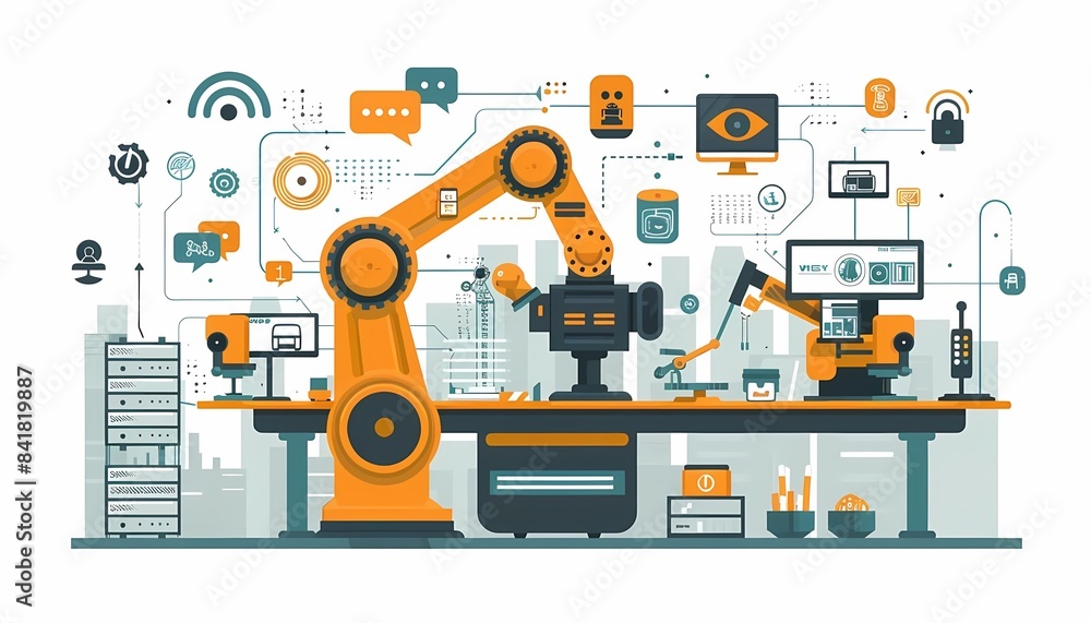 Flat design manufacturing technology with 3D printing, additive manufacturing, and prototype creation Flat design manufacturing technology with 3D printing, additive manufacturing, and prototype creation